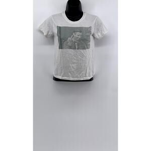 HANES Women's White Benton Fraser Graphic Crewneck Short Sleeve T-Shirt SZ M